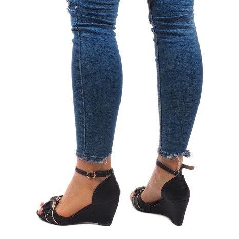 Sandale Wedge F1-43 Negru 2
