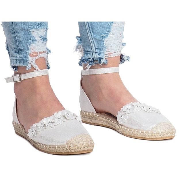 Espadrile argintii cu flori LL6271 1