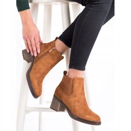 Seastar Cizme din piele de căprioară cu toc înalt maro galben 1 Seastar Cizme din piele de căprioară cu toc înalt maro galben 1