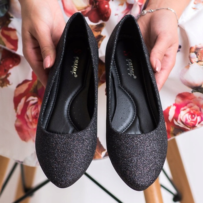 Seastar Balerini sclipici negru argint 1