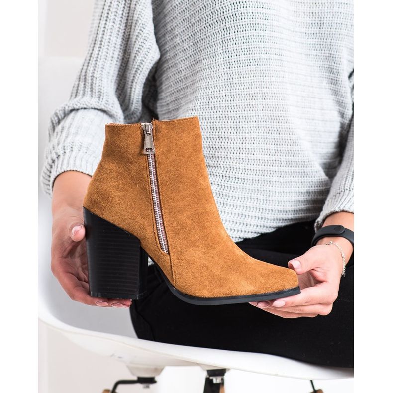 Marquiz Cizme calde cu fermoar decorativ bej galben 1