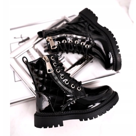 FRROCK Cizme pentru copii încălzite cu blană, negru lăcuit Say You 2