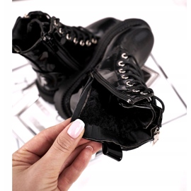 FRROCK Cizme pentru copii încălzite cu blană, negru lăcuit Say You 3