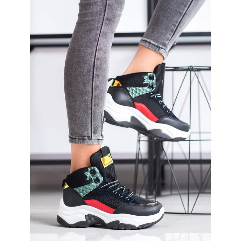 SHELOVET Tenisi colorati negru multicolor 2