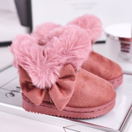 FRROCK Cizme de zăpadă pentru copii cu arc de blană, roz Vella 1