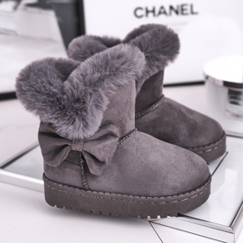 FRROCK Cizme de zăpadă pentru copii Gri Vella, cu fundă de blană 1