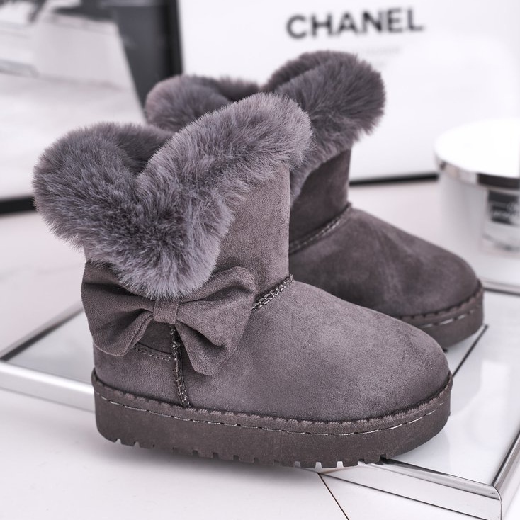 FRROCK Cizme de zăpadă pentru copii Gri Vella, cu fundă de blană 1