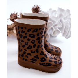 FRROCK Cizme de cauciuc maro pentru copii cu imprimare leopard Nanny 2