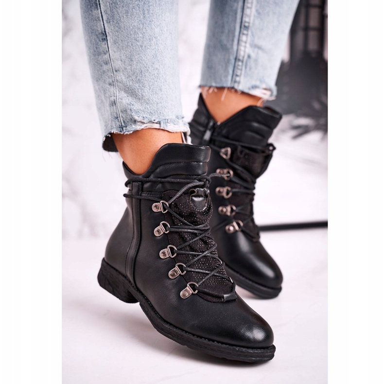 Cizme negre calde pentru femei cu zirconiu cubic Gisele negru 1 Cizme negre calde pentru femei cu zirconiu cubic Gisele negru 1