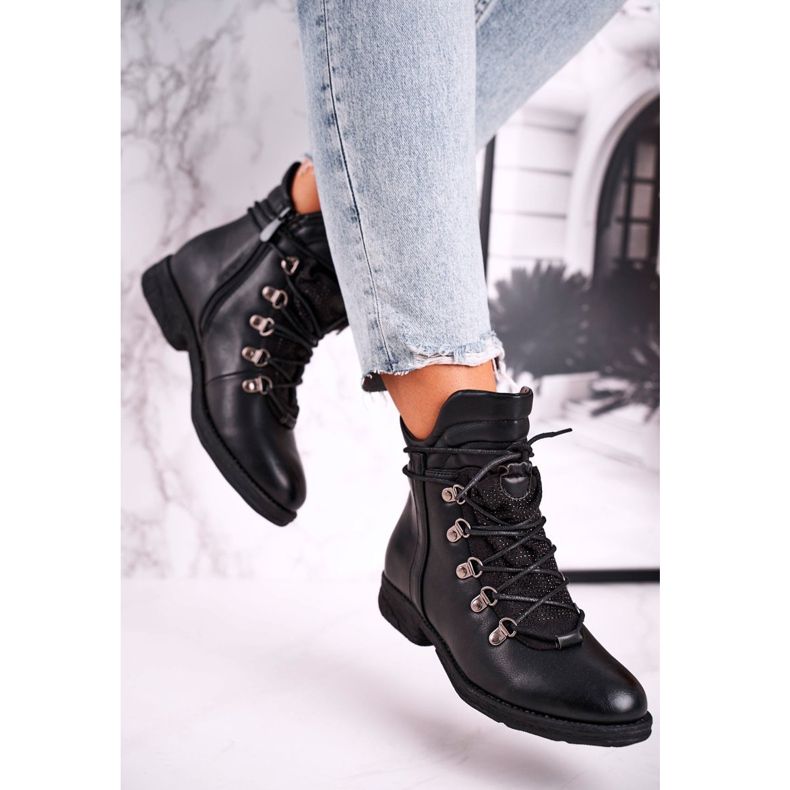 Cizme negre calde pentru femei cu zirconiu cubic Gisele negru 2 Cizme negre calde pentru femei cu zirconiu cubic Gisele negru 2