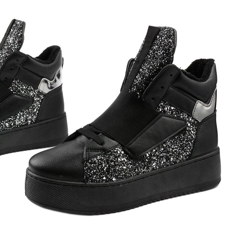 Cizme izolate negre de la Hentevar negru argint 1