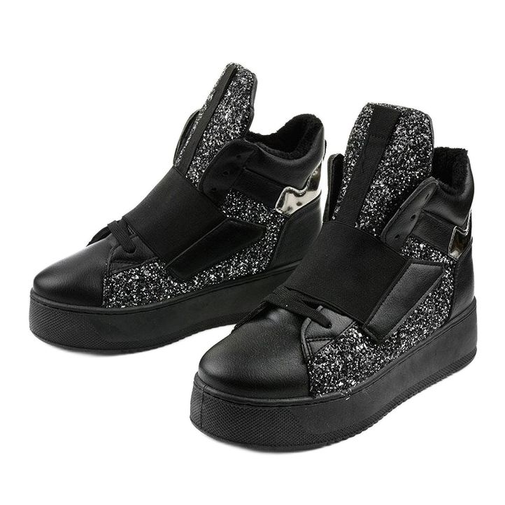 Cizme izolate negre de la Hentevar negru argint 2