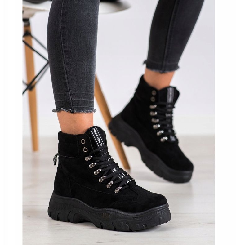 SHELOVET Black Fashion Trappers negru 1 SHELOVET Black Fashion Trappers negru 1