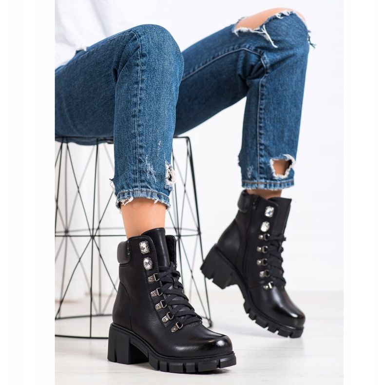 Ideal Shoes Muncitori din piele ecologică negru 1