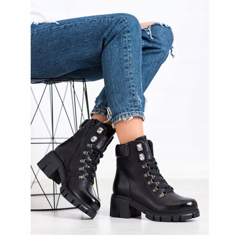 Ideal Shoes Muncitori din piele ecologică negru 2