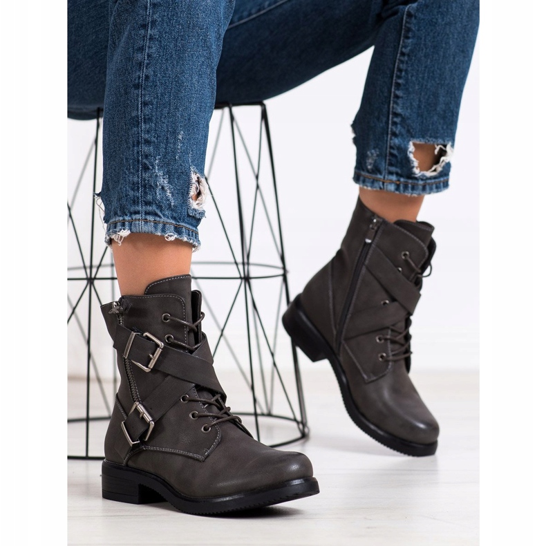 Kayla Muncitori clasici cu catarame gri 1