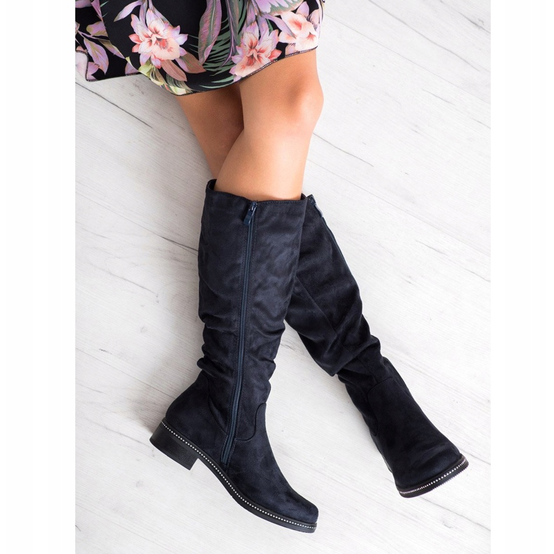 Super Me Cizme cu zirconiu cubic albastru marin albastru 2