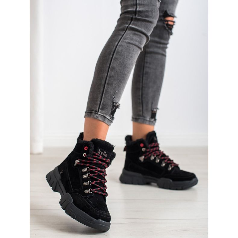 Kylie Trappers With Sheepskin negru 2