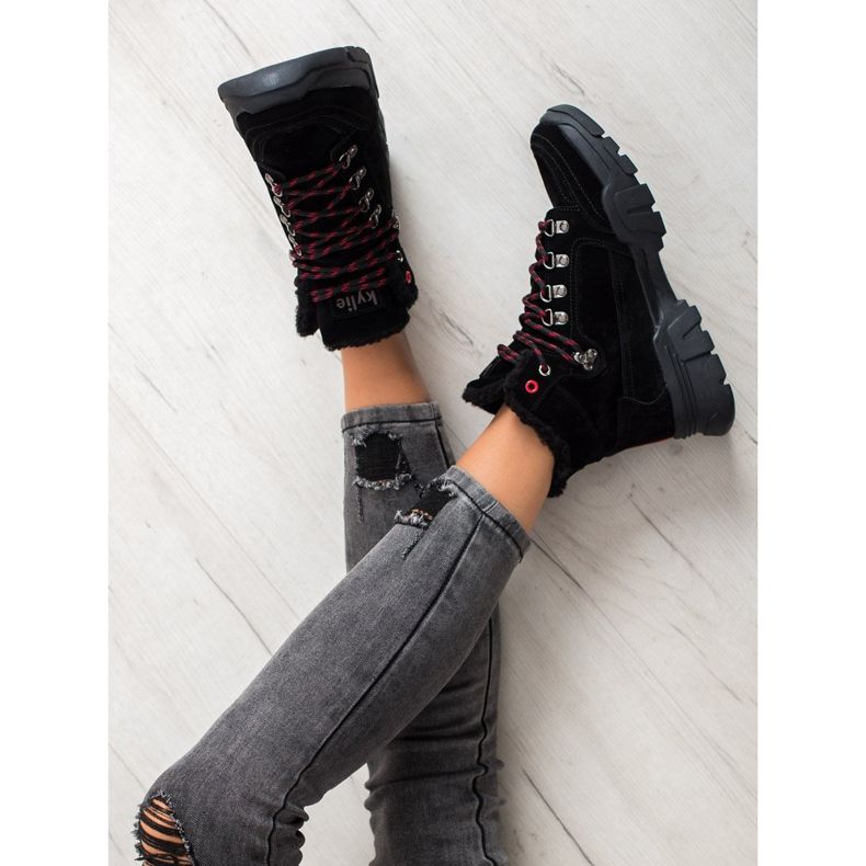Kylie Trappers With Sheepskin negru 1