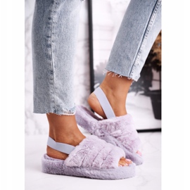 FJ1 Papuci de damă de pe platforma Fulgi de zăpadă Violet din blană 2