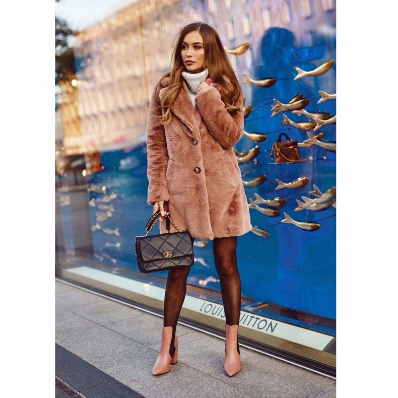 FG1 Cizme de damă pe toc roz Rozuri bune 1