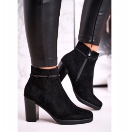 Cizme pe toc Sergio Leone Suede Negru BT306 1