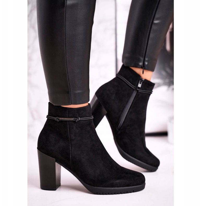 Cizme pe toc Sergio Leone Suede Negru BT306 1