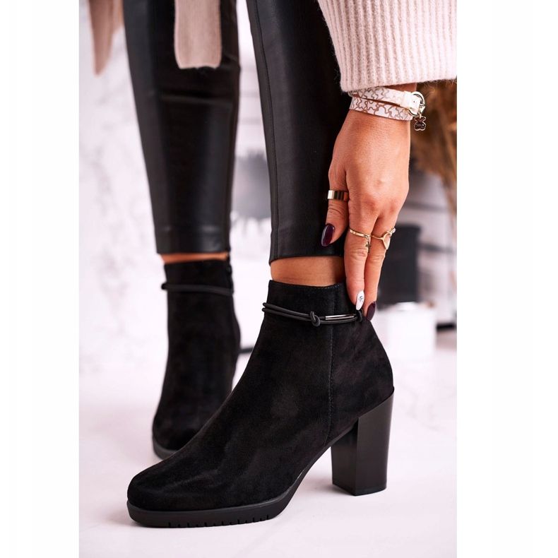 Cizme pe toc Sergio Leone Suede Negru BT306 2