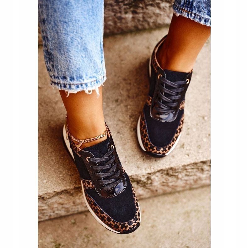 S.Barski Încălțăminte sport pentru femei Adidași Negru Alb Metronus bej de aur 3