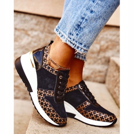 S.Barski Încălțăminte sport pentru femei Adidași Negru Alb Metronus bej de aur 2