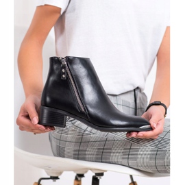 Kayla Cizme elegante cu fermoar negru argint 2