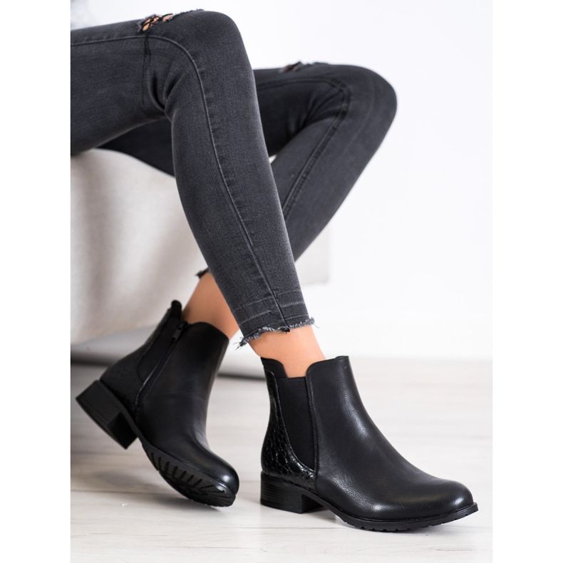 Kayla Cizme casual cu imprimeu șarpe negru 2 Kayla Cizme casual cu imprimeu șarpe negru 2