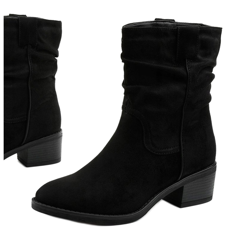 Cizme de cowboy Fyrelnet izolate din piele de căprioară negru 1