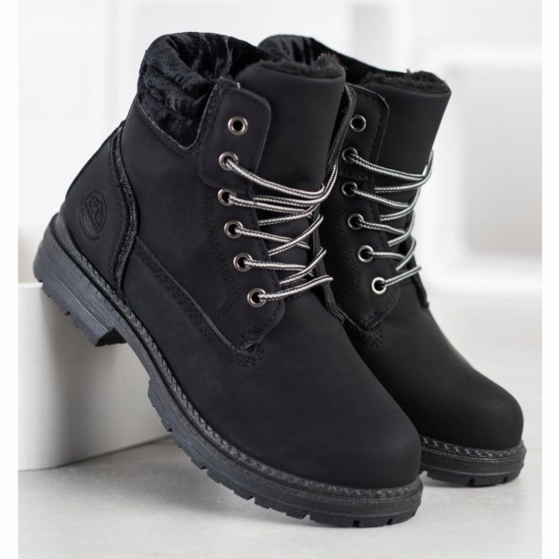 SHELOVET Cizme de drumeție cu partea superioară din velur negru 1