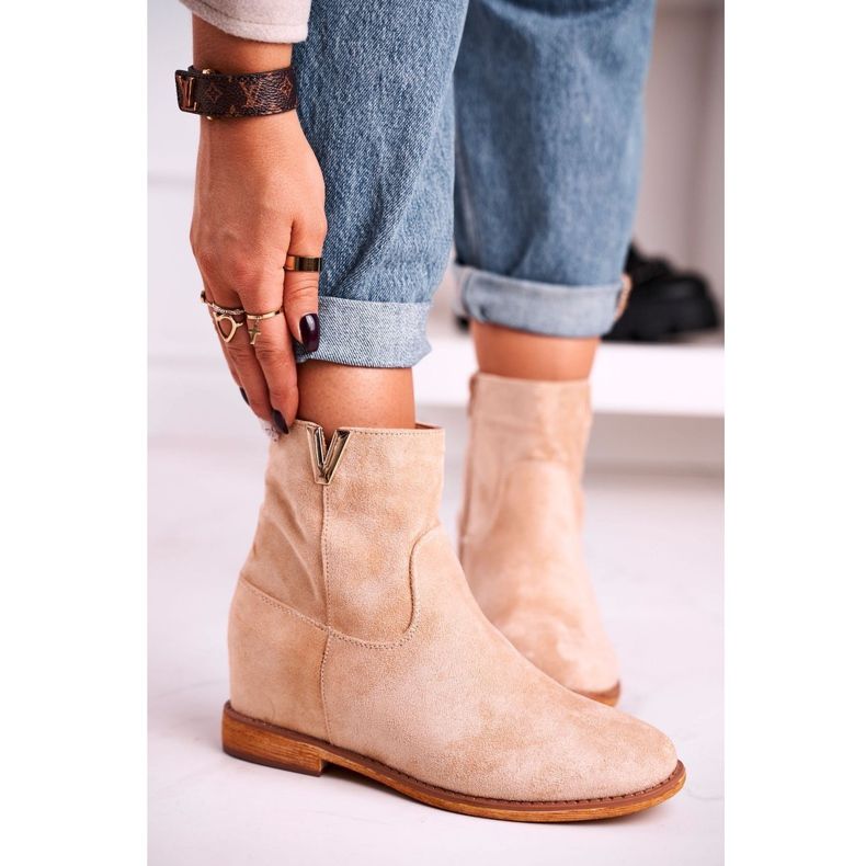 FG1 Cizme de damă piele întoarsă bej bej 1