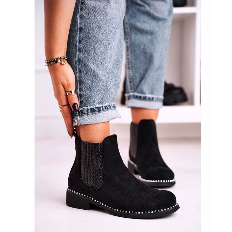 Ghete de damă Cizme Jodhpur Suede Black Meagan negru 1 Ghete de damă Cizme Jodhpur Suede Black Meagan negru 1