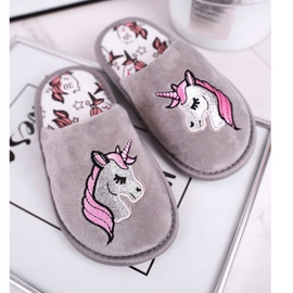 Papuci pentru copii Unicorn gri cu Unicorn 1