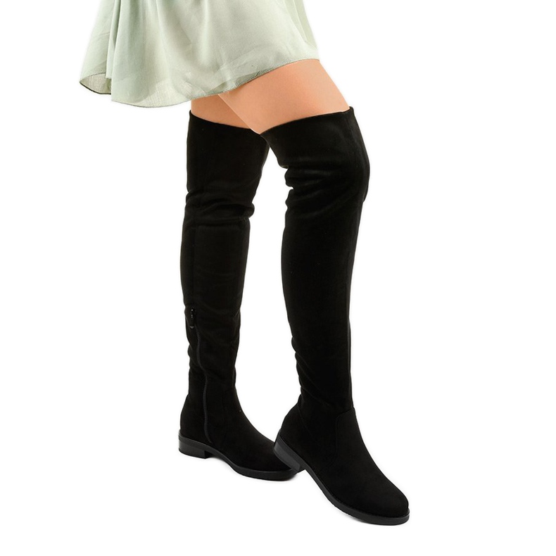 Cizme plate negre cu partea superioară Aeleos negru 1