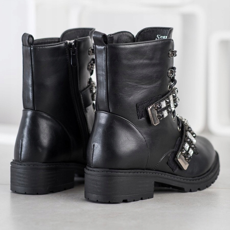 Seastar Muncitori dantelați cu cristale negru 2