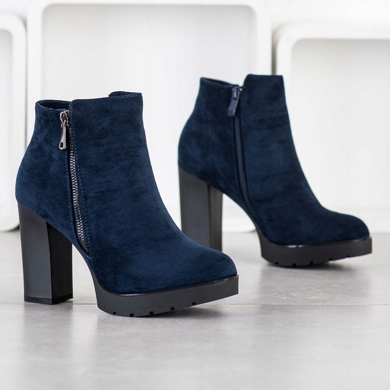 Small Swan Cizme cu toc albastru marin 1