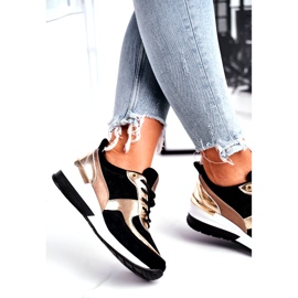 Vinceza Încălțăminte sport de damă piele neagră și aurie 21-7777 negru de aur 3