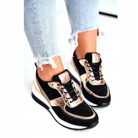 Vinceza Încălțăminte sport de damă piele neagră și aurie 21-7777 negru de aur 4