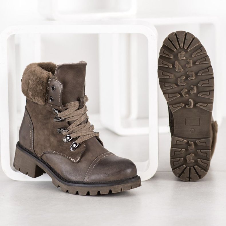 Super Mode Cizme calde, legate gri 1