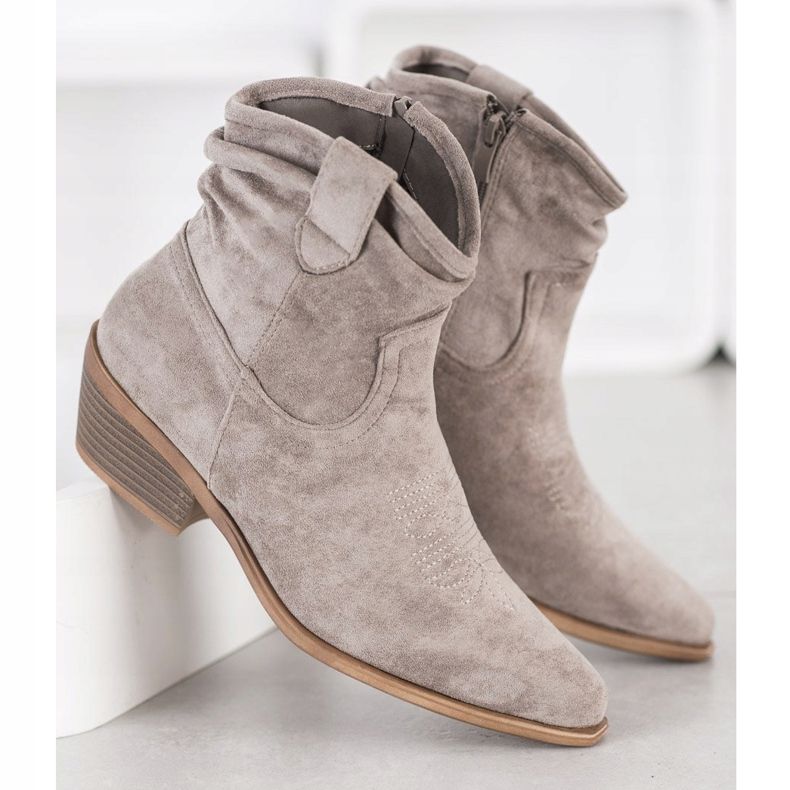 Cm Paris Cizme de cowboy din piele de căprioară bej 1 Cm Paris Cizme de cowboy din piele de căprioară bej 1