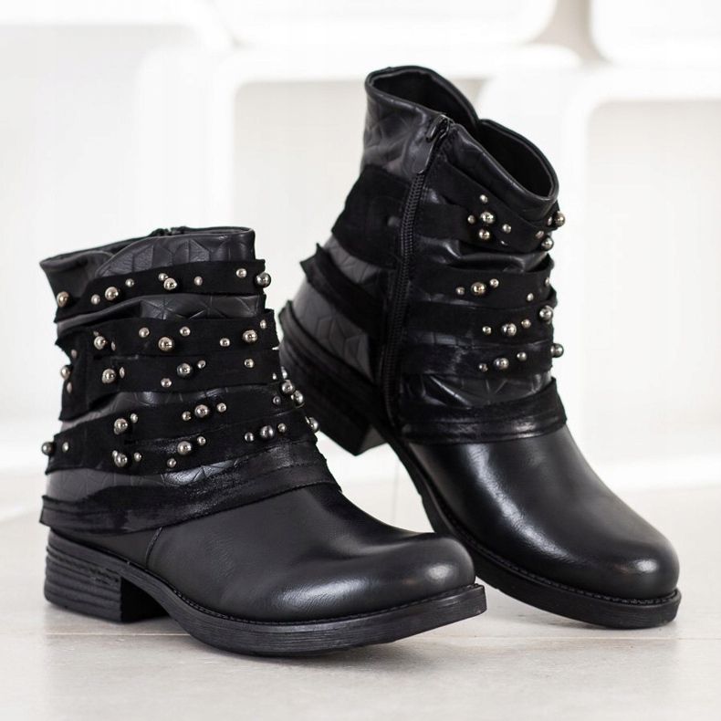 Queentina Ghete confortabile cu decorațiuni negru 1 Queentina Ghete confortabile cu decorațiuni negru 1