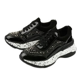 Adidași negri din piele ecologică-piele de căprioară Quijor negru 2