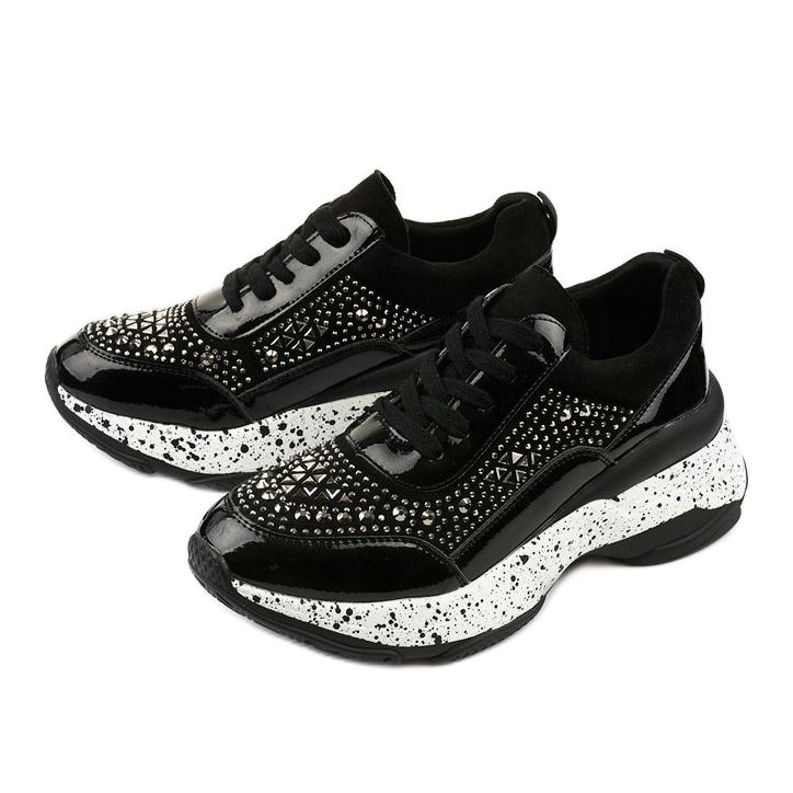 Adidași negri din piele ecologică-piele de căprioară Quijor negru 2