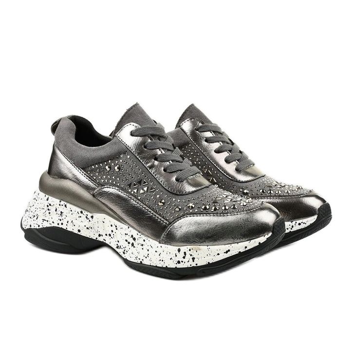 Adidași gri din piele ecologică-piele de căprioară Quijor 2 Adidași gri din piele ecologică-piele de căprioară Quijor 2