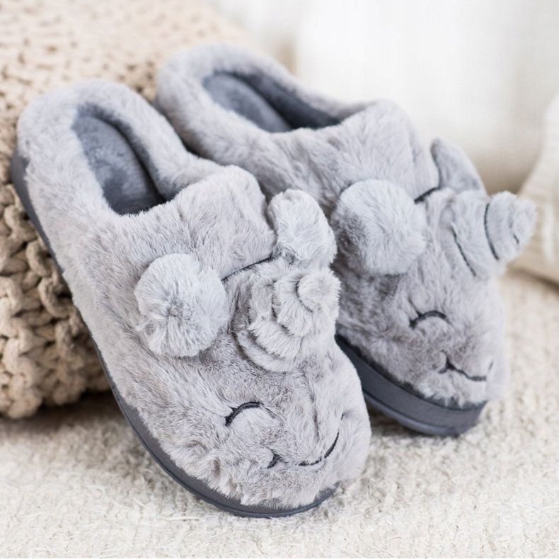 Bona Papuci de unicorn pentru femei gri 1