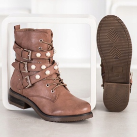 Super Me Cizme Cu Perle maro 2 Super Me Cizme Cu Perle maro 2